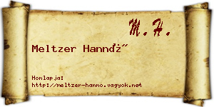 Meltzer Hannó névjegykártya